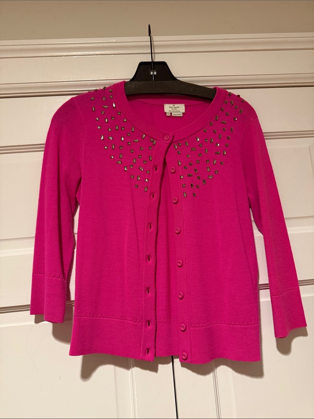 kate spade Fuchsia Embellished Button-Front Cardigan